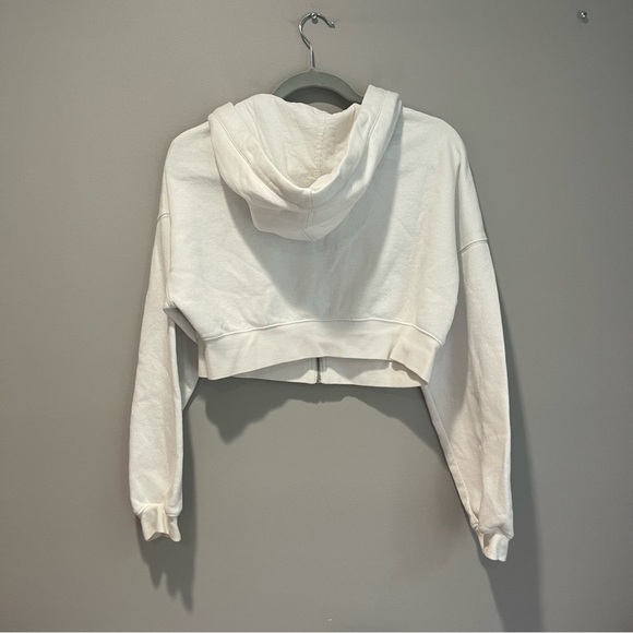 Divided White Cropped Zip Up Hoodie - Picture 3 of 4